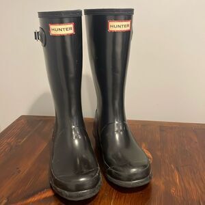 HUNTER Kids Boots 12” Original Gloss Black Size US 3 B / 4 G